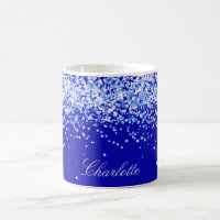 Royal blue glitter sparkles name script