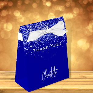 Royal blue glitter sparkles name thank you favour box