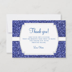 Royal Blue Glitter Thank You Cards