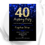 Royal Blue Gold 40th Birthday Invitation<br><div class="desc">40th birthday party invitation. Elegant royal blue design with faux glitter gold. Features stylish diamonds, bokeh lights and script font. Men or women bday invite. Perfect for a stylish adult birthday party. Personalise with your own details. Message me if you need further customisation. Printed Zazzle invitations or instant download digital...</div>