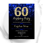 Royal Blue Gold 60th Birthday Invitation<br><div class="desc">60th birthday party invitation. Elegant royal blue design with faux glitter gold. Features stylish diamonds, bokeh lights and script font. Men or women bday invite. Perfect for a stylish adult birthday party. Personalise with your own details. Message me if you need further customisation. Printed Zazzle invitations or instant download digital...</div>