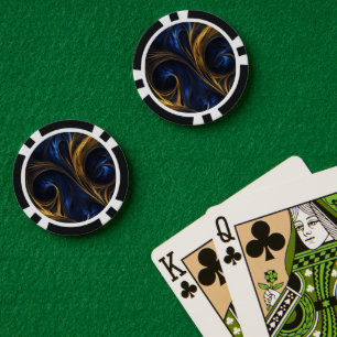 Royal Blue Gold Abstract Swirl Poker Chips