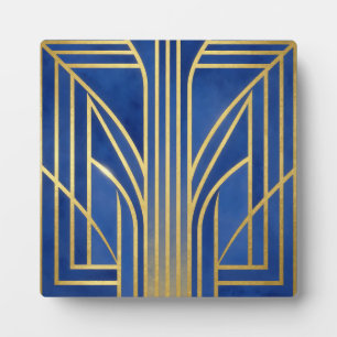 Royal Blue Gold Art Deco Plaque