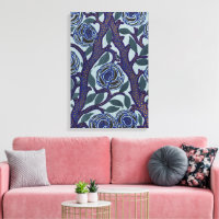Royal Blue & Gold Art Deco Rose Floral Decor