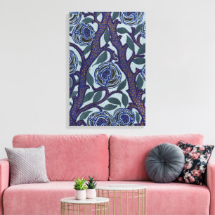 Royal Blue & Gold Art Deco Rose Floral Decor