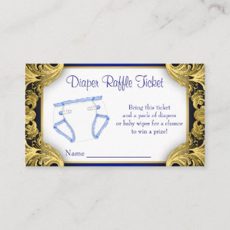 Royal Blue Gold Baby Diaper Raffle Ticket Enclosure Card