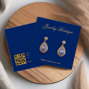 Royal Blue Gold Boutique Earring Display Card