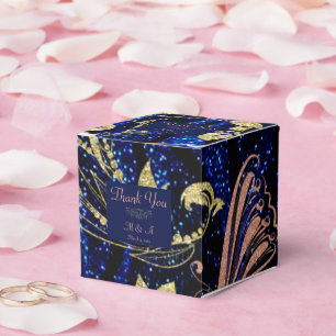 Royal Blue Gold Butterfly Wedding Favour Box