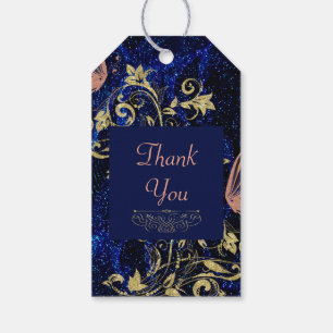 Royal Blue Gold Butterfly Wedding Gift Tags
