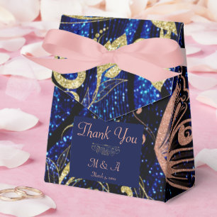Royal Blue Gold Butterfly Wedding Tent Favour Box