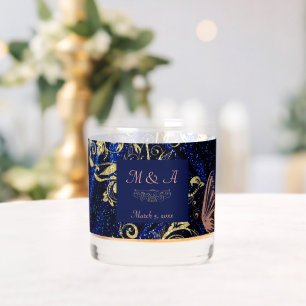 Royal Blue Gold Butterfly Wedding Whiskey Glass