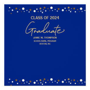 Royal Blue Gold Class of 2024 Custom Poster