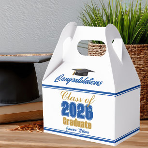 Royal Blue Gold Class of 2026 Graduation Party Favour Box
