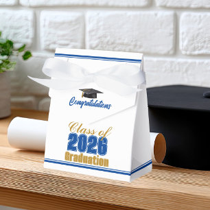 Royal Blue Gold Class of 2026 Graduation Party Favour Box