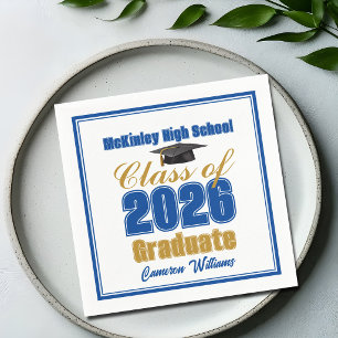 Royal Blue Gold Class of 2026 Graduation Party Napkin