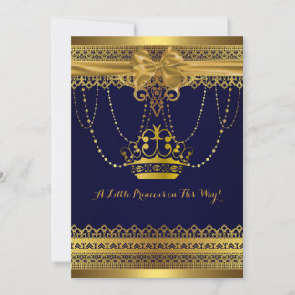 Royal Blue & Gold Crown Baby Shower Invitation