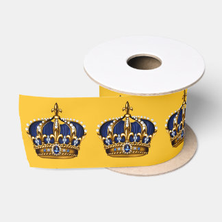 Royal Blue Gold Crown Prince Baby Boy Shower Satin Ribbon