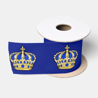 Royal Blue Gold Crown Prince Satin Ribbon