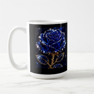 Royal Blue Gold Crystal Rose Coffee Mug