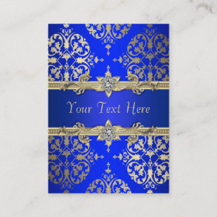 Royal Blue Gold Damask Business Cards