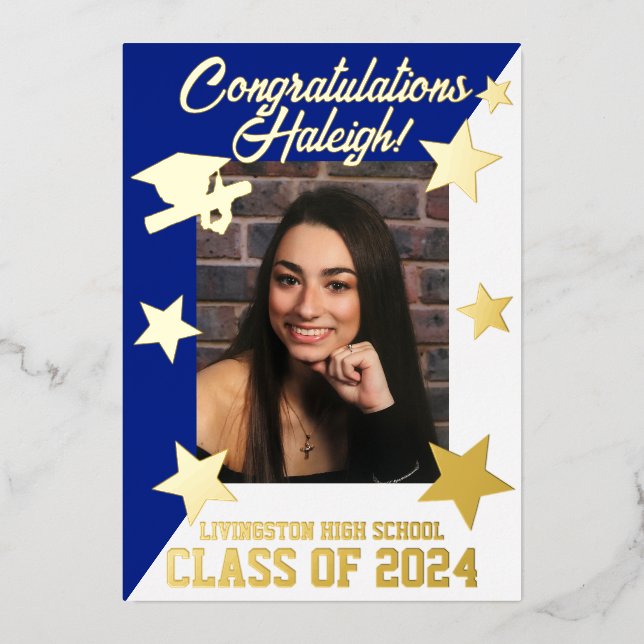 Royal Blue & Gold Diagonal Graduation Gold (Front)