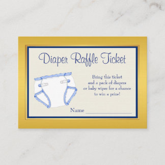 Royal Blue Gold Diaper Raffle Ticket Enclosure Card