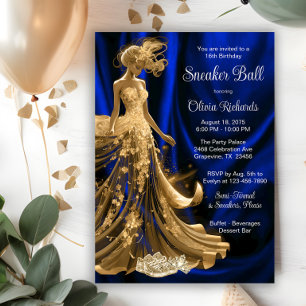Royal Blue Gold Elegant Sneaker Ball Invitation