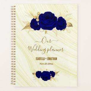 royal blue gold floral marble wedding  planner
