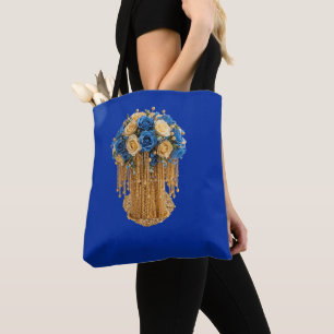 Royal Blue & Gold Floral — Tote Bag