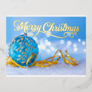 Royal Blue Gold Foil Christmas Party Invitation