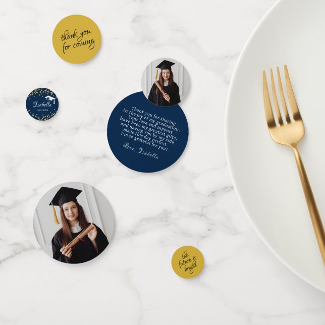  Royal Blue Gold Glitter Dust Graduation Thank You Confetti (Group)