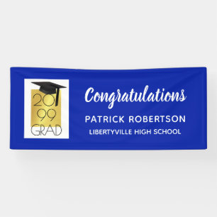 Royal Blue & Gold GRAD   Custom Colour   Graduatio Banner
