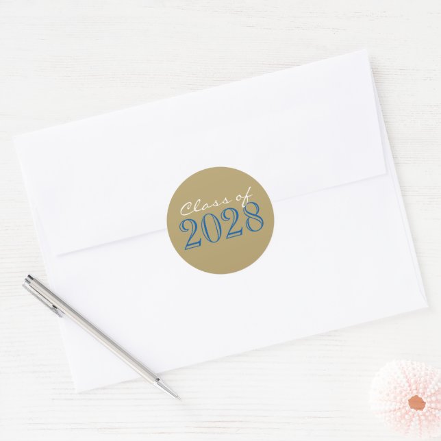 Royal Blue & Gold Grad Envelope Seal Stickers (Envelope)