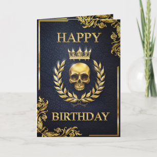 Royal Blue & Gold King of the Dead Birthday Card
