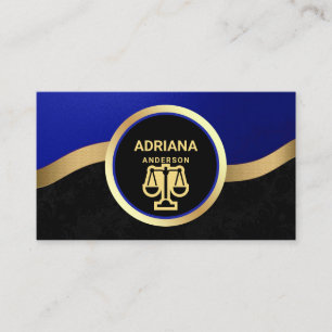 Royal Blue Gold Lawyer Justice Scale Attorney Business Card