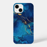 Royal Blue & Gold Marble Phone Case