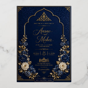 Royal Blue & Gold Palace Wedding Invitation Blue