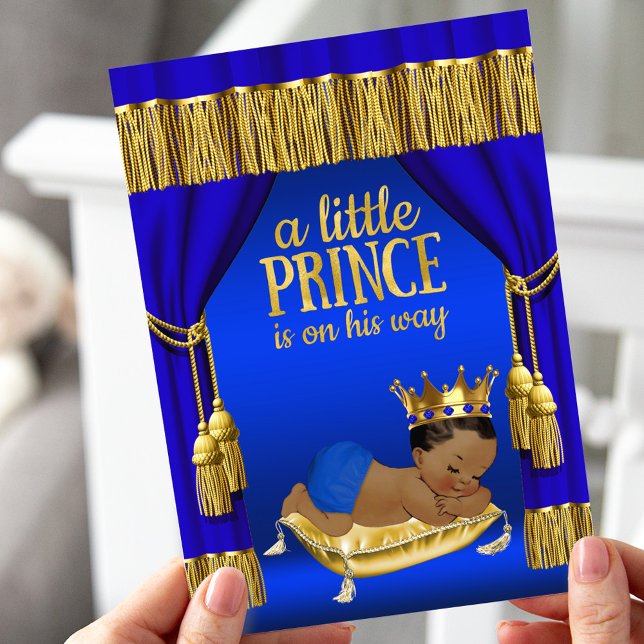 Royal Blue Gold Prince Baby Boy Shower Invitations (Creator Uploaded)