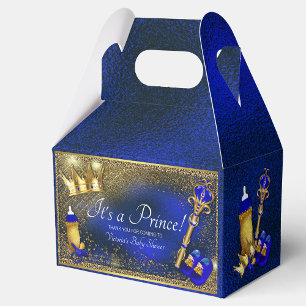 Royal Blue Gold Prince Baby Shower  Favour Box