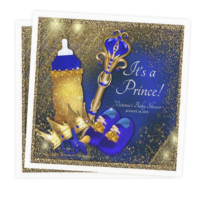 Royal Blue Gold Prince Baby Shower Napkin (Creator Uploaded)