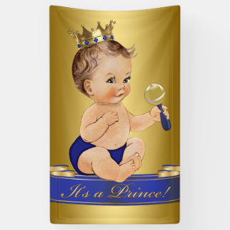 Royal Blue Gold Prince Boy Baby Shower Banner