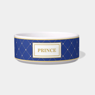 Royal Blue Gold Prince Cat Dog Pet Bowl