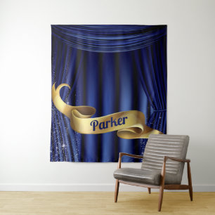 Royal Blue Gold Prince Personalised Tapestry