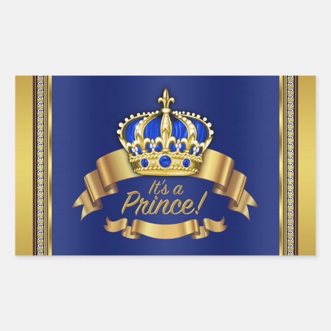 Royal Blue Gold Prince Water Bottle Label (Front)