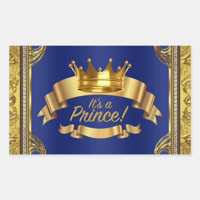 Royal Blue Gold Prince Water Bottle Labels (Front)