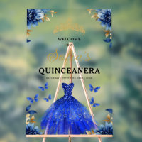 Royal Blue Gold Princess Quinceañera Welcome 