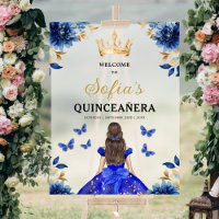 Royal Blue Gold Princess Quinceañera Welcome