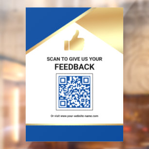 Royal Blue Gold QR Code Customer Feedback Review