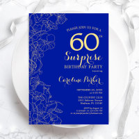 Royal Blue Gold Surprise 60th Birthday Party