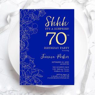 Royal Blue Gold Surprise 70th Birthday Invitation